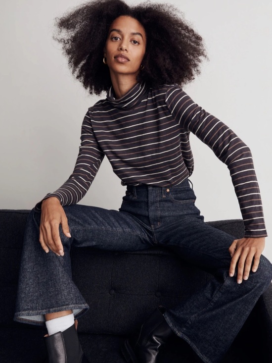 Madewell Tops - Madewell Whisper Cotton Turtleneck Top in Tessie Stripe small